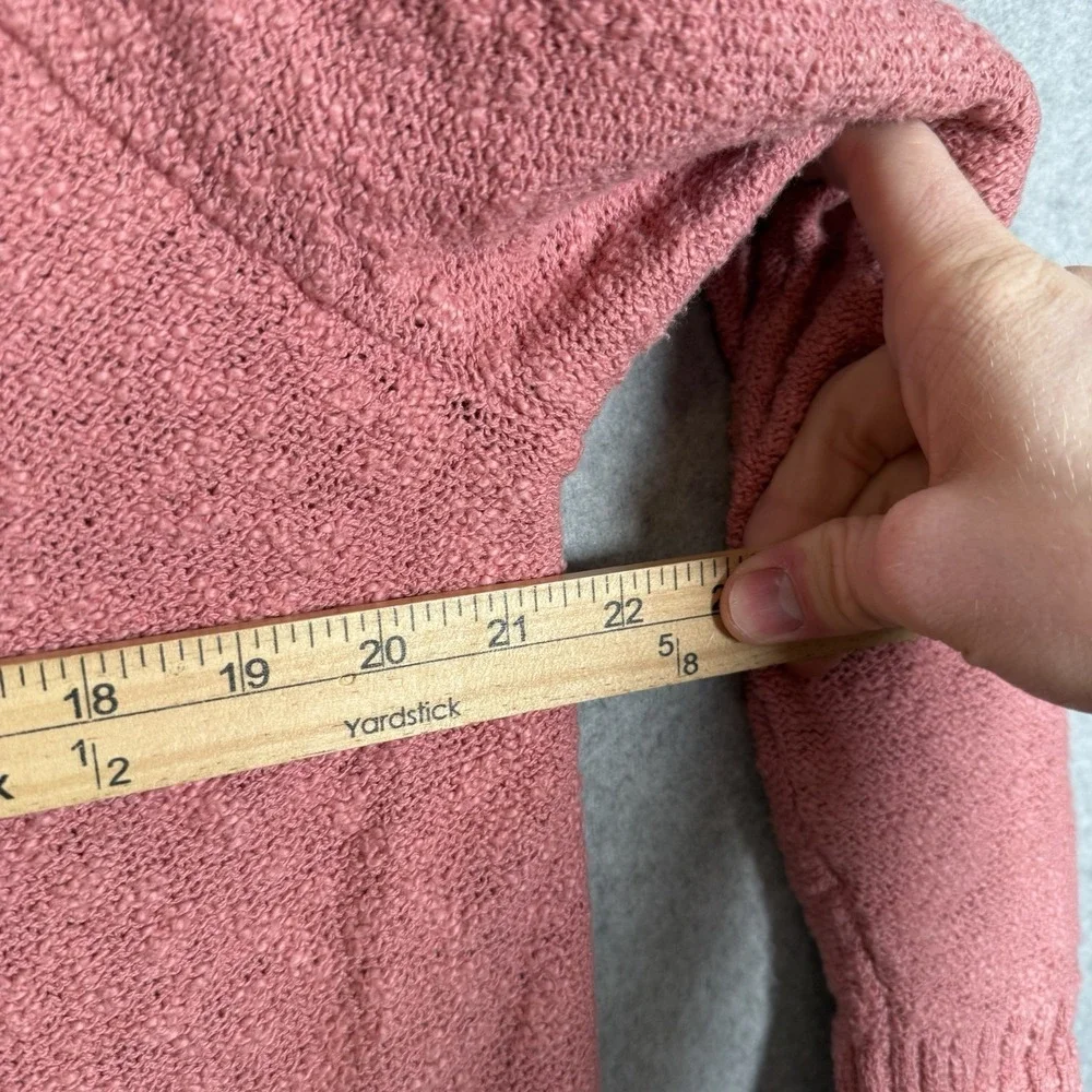 LL Bean Womens Pink XL‎ Cotton Textured Crewneck Raglan Sweater 506299